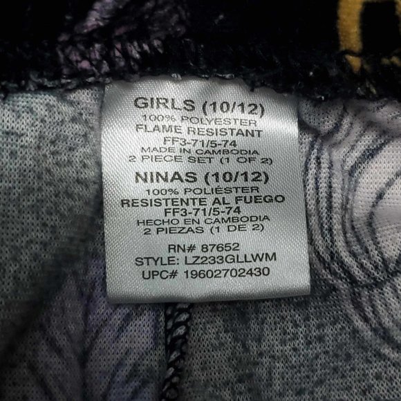 Girls Cute Black Goth Doll Head Pattern Leggings |Size: 10/12 - Picture 3 of 3